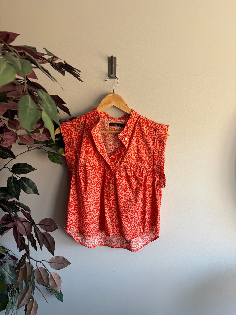 Deluc Red Paisley-Print Sleeveless V-Neck Camisole